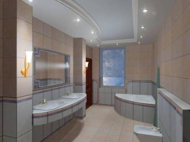 Влагостойкий потолок в ванной комнате из гипсокартона