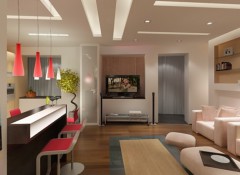 Гостиная совмещенная с кухней — какой потолок выбрать?