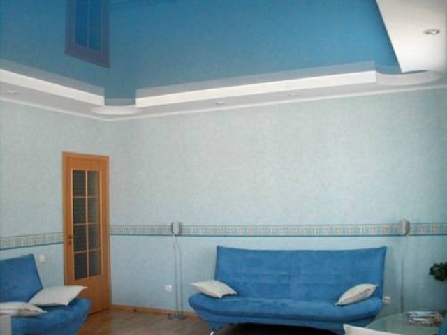 Голубой потолок в интерьере