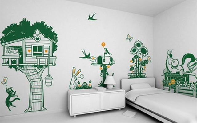 Рисунки на стенах в интерьере квартиры