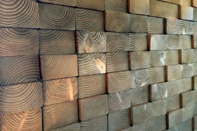 Отделка стен спилами дерева (48 фото)